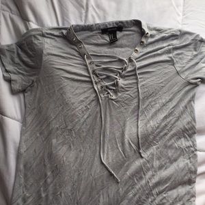 Baby blue lace up front t shirt